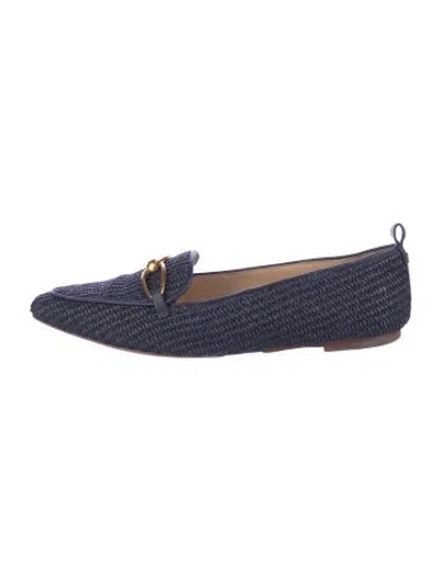 Pre-owned Veronica Beard Raffia Loafers In Blue