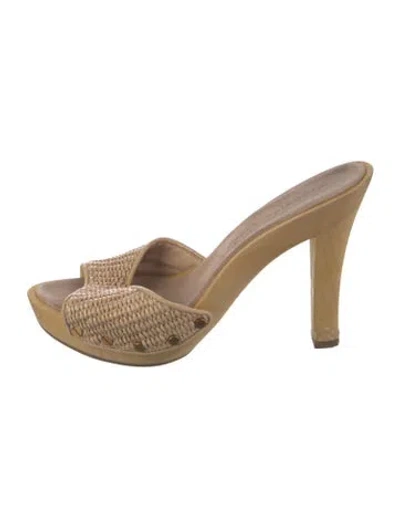 Pre-owned Veronica Beard Raffia Mules In Neutrals