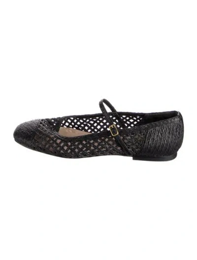 Pre-owned Veronica Beard Raffia Patterned Ballet Flats In Black