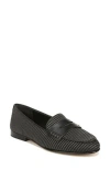Veronica Beard Raffia Leather Slip-on Penny Loafers In Black/black