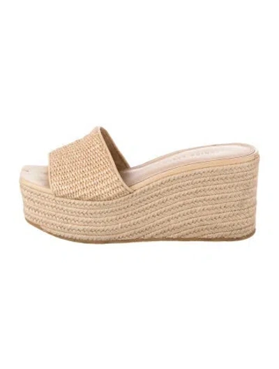 Pre-owned Veronica Beard Raffia Slides In Neutrals