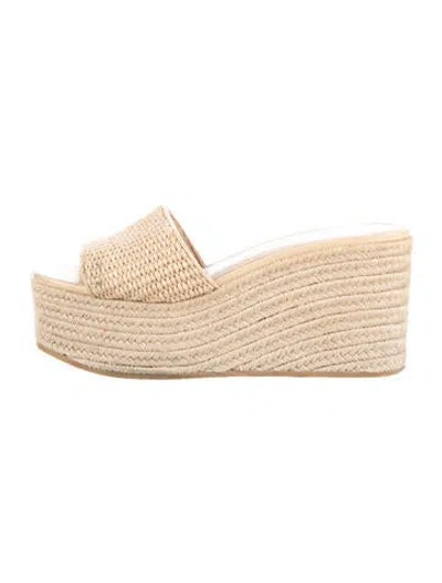 Pre-owned Veronica Beard Raffia Slides In Neutrals