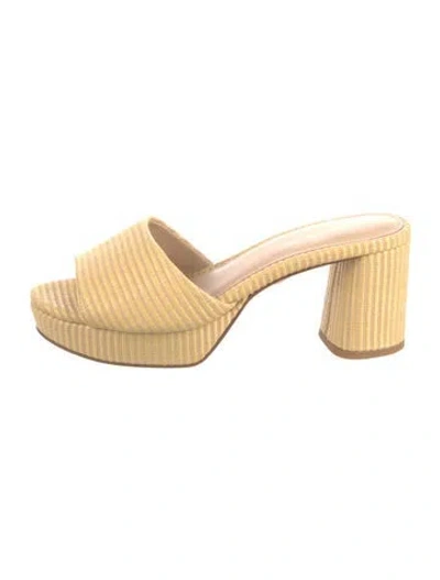 Pre-owned Veronica Beard Raffia Slides In Yellow