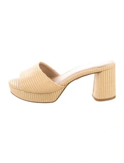 Pre-owned Veronica Beard Raffia Slides In Yellow