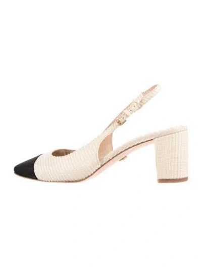 Pre-owned Veronica Beard Raffia Slingback Flats In Neutrals
