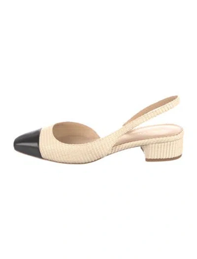 Pre-owned Veronica Beard Raffia Slingback Flats W/ Tags In Neutral