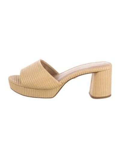 Pre-owned Veronica Beard Raffia Striped Sandals In Yellow