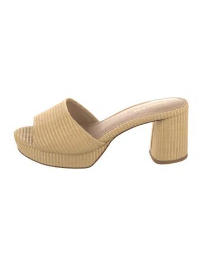 Pre-owned Veronica Beard Raffia Striped Slides In Yellow