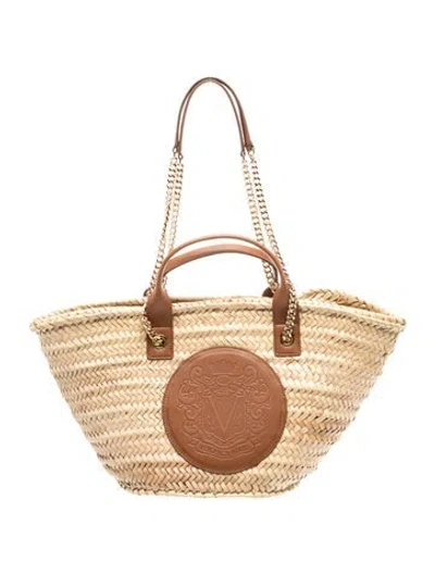 Pre-owned Veronica Beard Raffia Tote In Neutral
