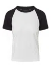 Veronica Beard Short Sleeve Mason Baseball Tee In White
