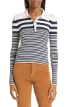 Veronica Beard Raj Stripe Wool Polo Sweater