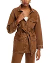 Veronica Beard Ramone Tie Waist Twill Chore Jacket In Deep Ochre