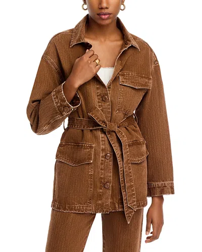 Veronica Beard Ramone Tie Waist Twill Chore Jacket In Deep Ochre