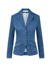 Veronica Beard Randy Single-breasted Stretch Cotton Jacket In Blue