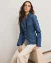 Veronica Beard Randy Single-breasted Stretch Cotton Jacket In Blue