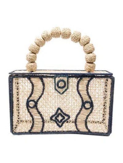 Pre-owned Veronica Beard Rattan Top Handle Bag In Neutral