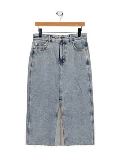 Pre-owned Veronica Beard Raw-edge Trim Midi Length Skirt In Blue