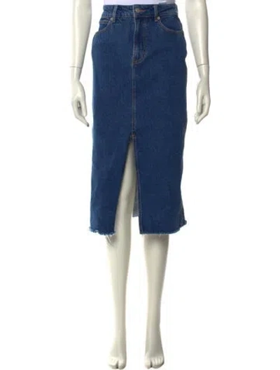 Pre-owned Veronica Beard Raw-edge Trim Midi Length Skirt In Blue