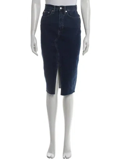 Pre-owned Veronica Beard Raw-edge Trim Midi Length Skirt In Blue
