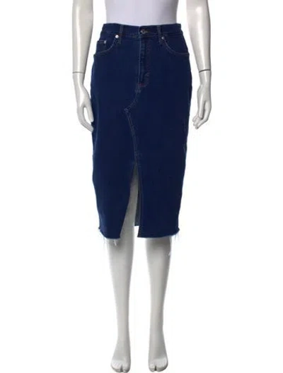 Pre-owned Veronica Beard Raw-edge Trim Midi Length Skirt In Blue