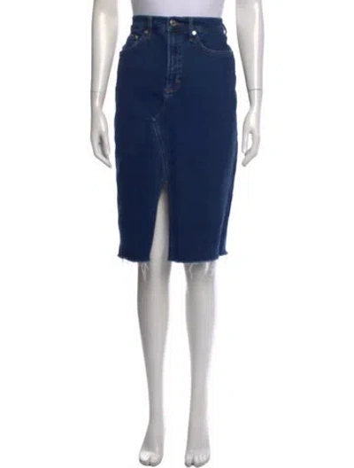 Pre-owned Veronica Beard Raw-edge Trim Midi Length Skirt In Blue