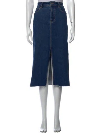 Pre-owned Veronica Beard Raw-edge Trim Midi Length Skirt In Blue