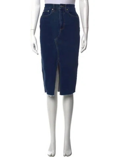 Pre-owned Veronica Beard Raw-edge Trim Midi Length Skirt In Blue