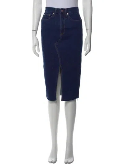 Pre-owned Veronica Beard Raw-edge Trim Midi Length Skirt In Blue