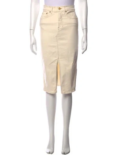 Pre-owned Veronica Beard Raw-edge Trim Midi Length Skirt In Neutral