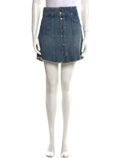 Pre-owned Veronica Beard Raw-edge Trim Mini Skirt In Blue
