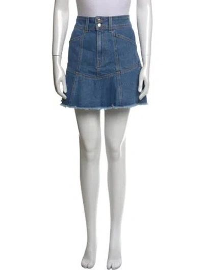 Pre-owned Veronica Beard Raw-edge Trim Mini Skirt In Blue