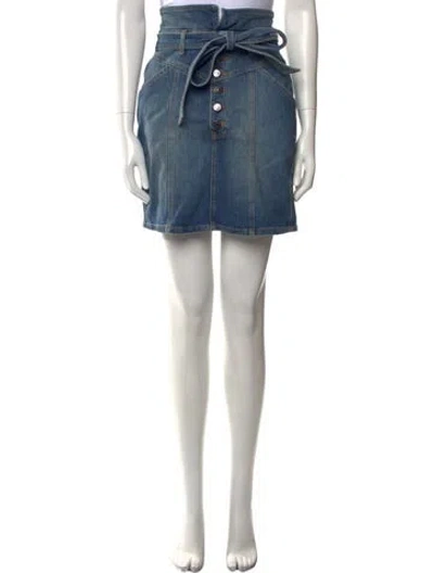 Pre-owned Veronica Beard Raw-edge Trim Mini Skirt In Blue