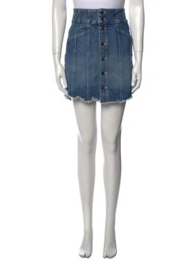 Pre-owned Veronica Beard Raw-edge Trim Mini Skirt In Blue