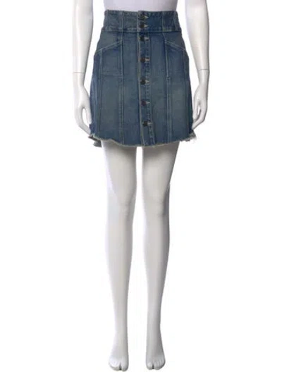 Pre-owned Veronica Beard Raw-edge Trim Mini Skirt In Blue