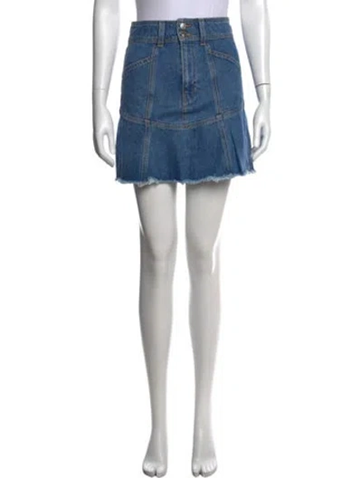 Pre-owned Veronica Beard Raw-edge Trim Mini Skirt In Blue