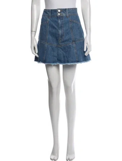 Pre-owned Veronica Beard Raw-edge Trim Mini Skirt In Blue