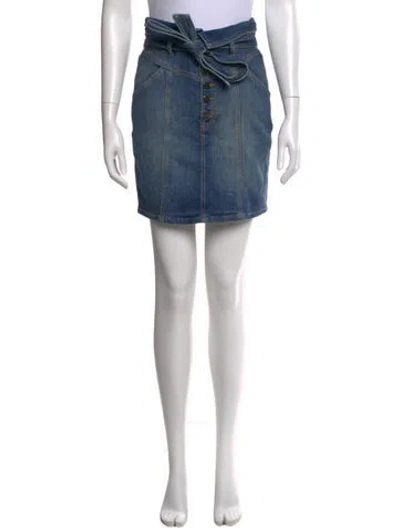 Pre-owned Veronica Beard Raw-edge Trim Mini Skirt In Blue