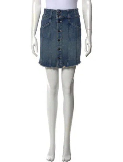 Pre-owned Veronica Beard Raw-edge Trim Mini Skirt In Blue