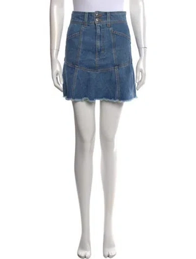 Pre-owned Veronica Beard Raw-edge Trim Mini Skirt In Blue
