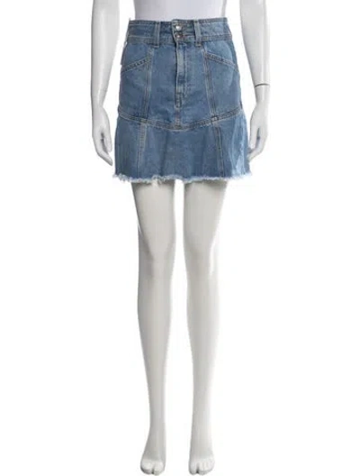 Pre-owned Veronica Beard Raw-edge Trim Mini Skirt In Blue