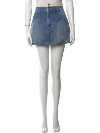 Pre-owned Veronica Beard Raw-edge Trim Mini Skirt In Blue
