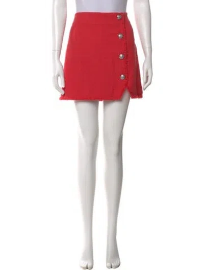 Pre-owned Veronica Beard Raw-edge Trim Mini Skirt In Red