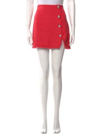 Pre-owned Veronica Beard Raw-edge Trim Mini Skirt In Red