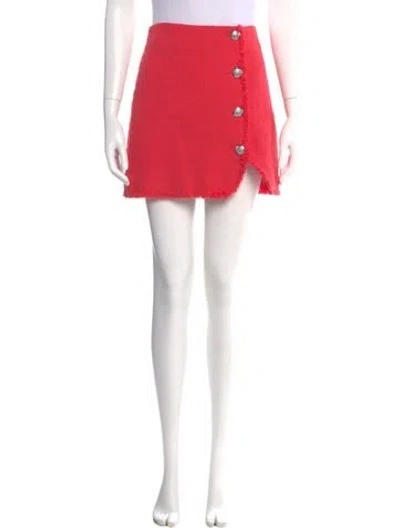 Pre-owned Veronica Beard Raw-edge Trim Mini Skirt In Red