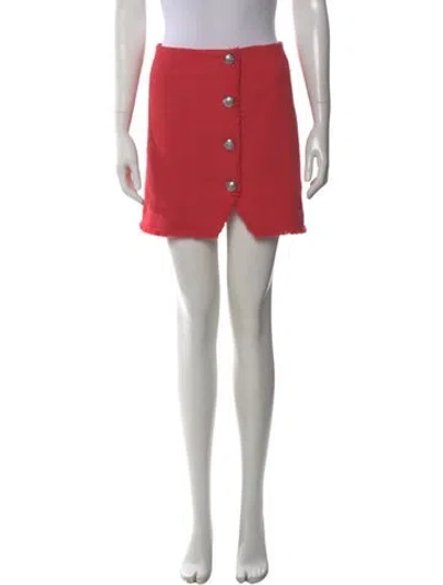 Pre-owned Veronica Beard Raw-edge Trim Mini Skirt In Red