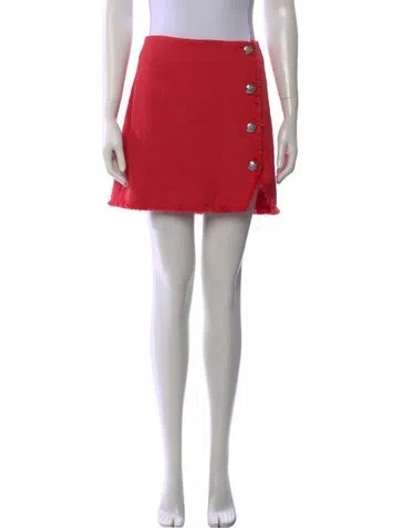 Pre-owned Veronica Beard Raw-edge Trim Mini Skirt In Red