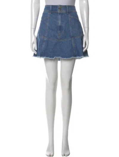 Pre-owned Veronica Beard Raw-edge Trim Mini Skirt W/ Tags In Blue