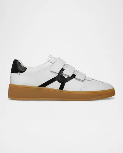 Veronica Beard Reagan Bicolor Leather Triple-grip Sneakers In Lily White/black Leather