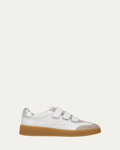 Veronica Beard Reagan Mixed Leather Triple-grip Sneakers In White/silver