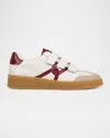 Veronica Beard Reagan Sneaker In Lily White/wine Leather